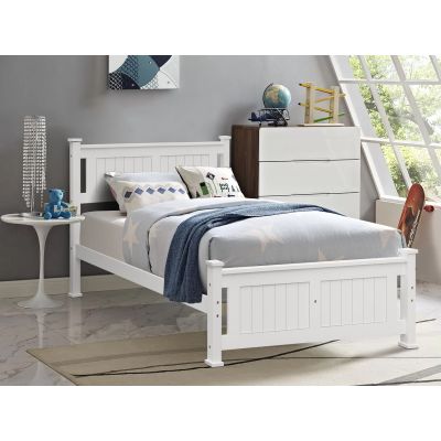 Davraz King Single Wooden Bed Frame - White