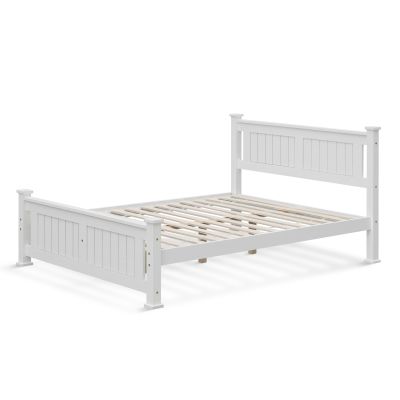 Davraz Double Wooden Bed Frame - White