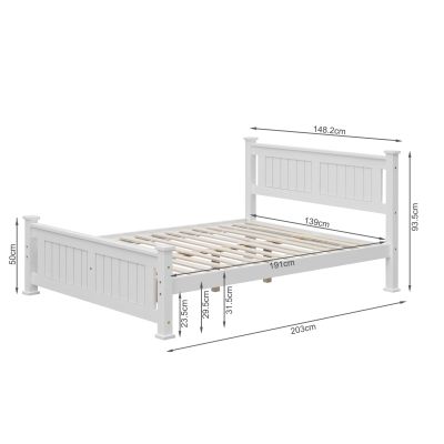 Davraz Double Wooden Bed Frame - White