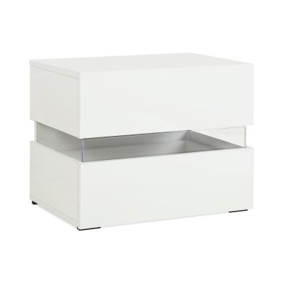 Zion LED Bedside Table - White