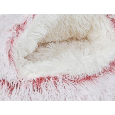 Soft Plush Cat Cave Bed - Pink