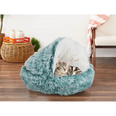 Soft Plush Cat Cave Bed - Blue