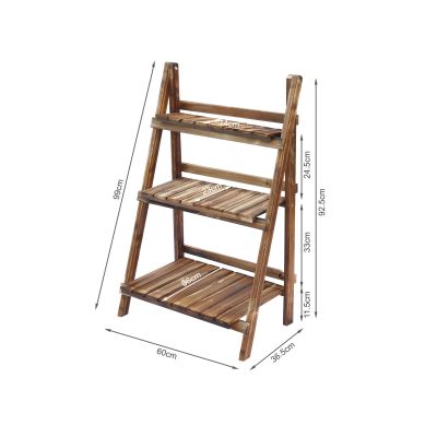 Balaton Ladder Planter Stand 60cm - Rustic Brown
