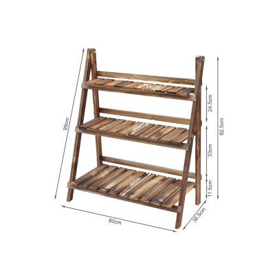 Balaton Ladder Planter Stand 80cm - Rustic Brown