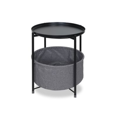 Jaylin Round Side Table with Storage - Black
