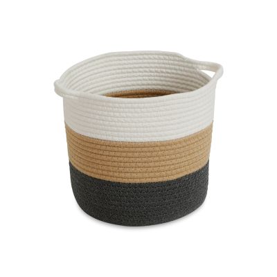 Cotton Rope Basket - White + Black