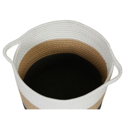 Cotton Rope Basket - White + Black