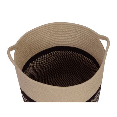 Cotton Rope Basket - Beige + Black