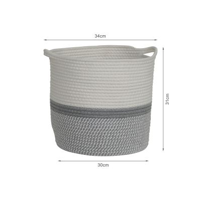 Cotton Rope Basket - White + Grey