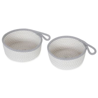 Cotton Rope Basket - Set of 2 - White + Grey