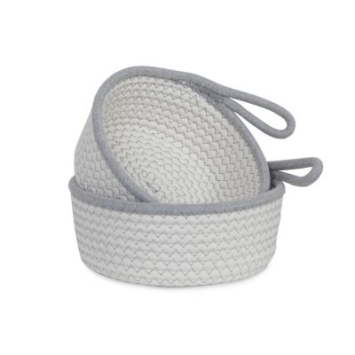 Cotton Rope Basket - Set of 2 - White + Grey