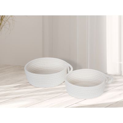 Cotton Rope Basket - Set of 2 - White