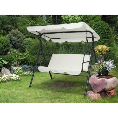 Outdoor Patio Garden 3 Seater Swing Seat Chair - White