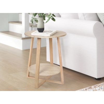 Andile Round Coffee Table Side Table - Oak