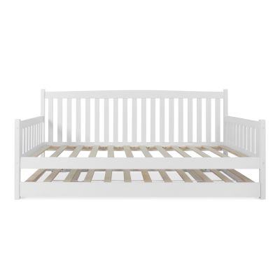 Herbert Single Wooden Trundle Bed Frame - White