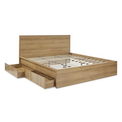Harris Super King Bed Frame with Storage - Oak