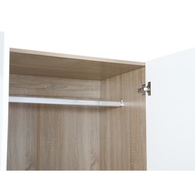 Bram 3 Door Wardrobe Cabinet with Mirror - Oak + White