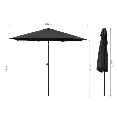 Toughout Rimu Outdoor Umbrella 2.7m - Black