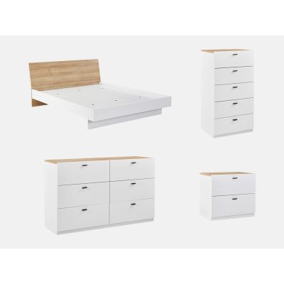 HEKLA King Bedroom Furniture Package 4PCS - WHITE