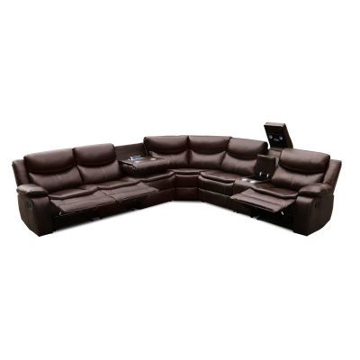 Mandan Manual Recliner Corner Sofa - Brown