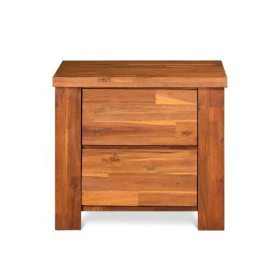 Harmon Solid Acacia Wood Bedside Table - Rustic Java