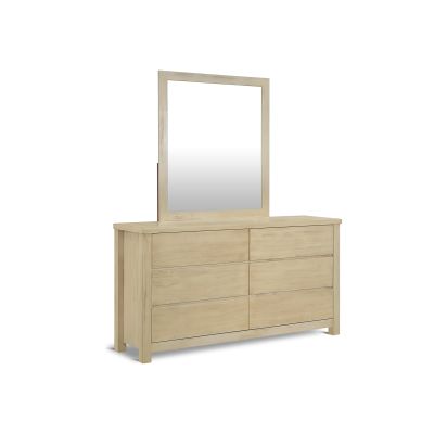 Martos Solid Acacia Wood 6 Drawer Dresser with Mirror - Briar Smoke