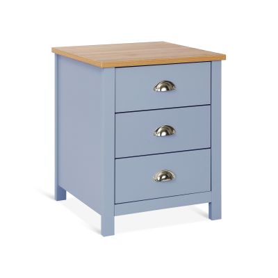 Atlas Wooden Bedside Table - Blue Grey