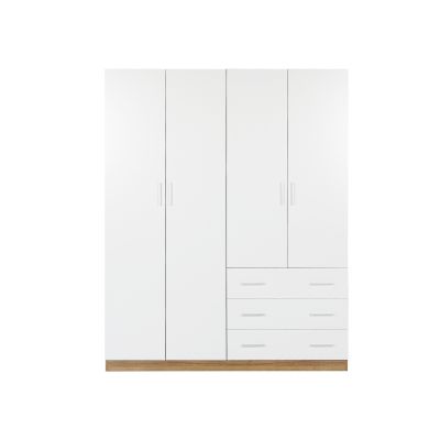 Harris 4 Door Wardrobe with 3 Drawers - Oak+White