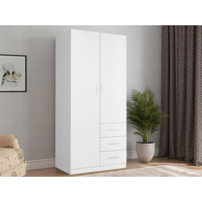 Tongass 2 Door Wardrobe with 3 Drawers - White