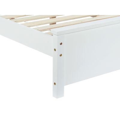 Castor King Single Wooden Bed Frame - White