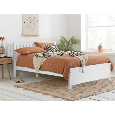 Castor Double Wooden Bed Frame - White