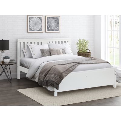 Castor Queen Wooden Bed Frame - White