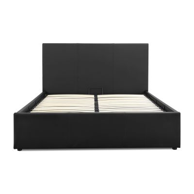Carbine Double PU Gas Lift Storage Bed Frame - Black