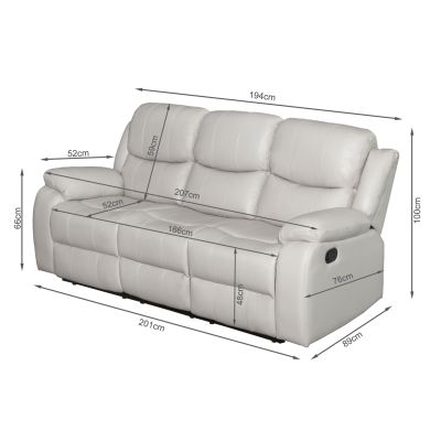 Wilson Manual 3 Seater Recliner Sofa - Beige
