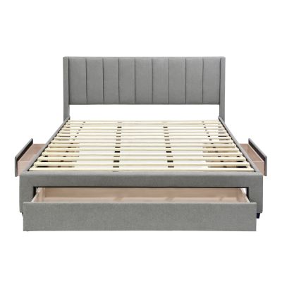 Hopkins Super King Bed Frame with Storage - Light Grey
