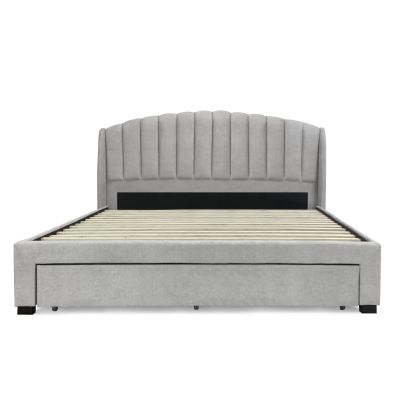 Barney Super King Bed Frame with Storage - Light Grey