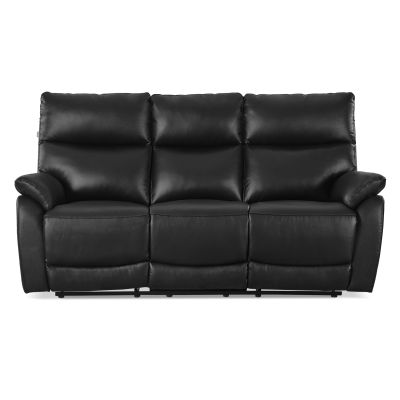 Charlton Leather 3 Seater Recliner Sofa - Black