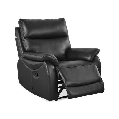 Charlton Manual Leather Recliner Sofa Set - Black