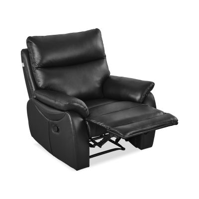 Foxton Full Leather Recliner Chair - Black