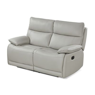 Wellsford Manual Leather 2 Seater Recliner Sofa - Grey