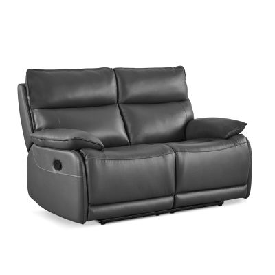Wellsford Manual Leather 2 Seater Recliner Sofa - Graphite