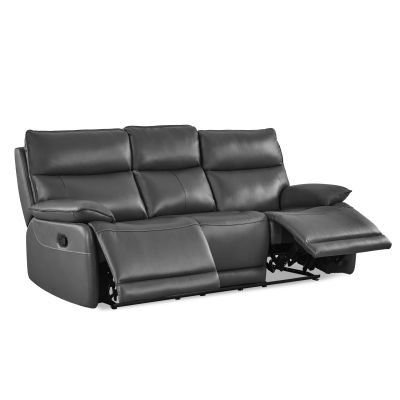 Wellsford Manual Leather 3 Seater Recliner Sofa - Graphite