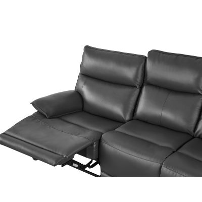 Wellsford Manual Leather 3 Seater Recliner Sofa - Graphite