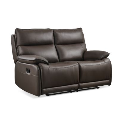 Wellsford Manual Leather 2 Seater Recliner Sofa - Brown