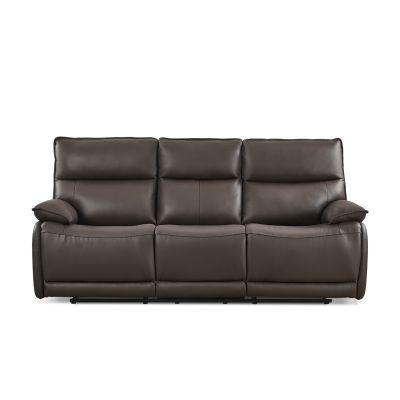 Wellsford Manual Leather 3 Seater Recliner Sofa - Brown