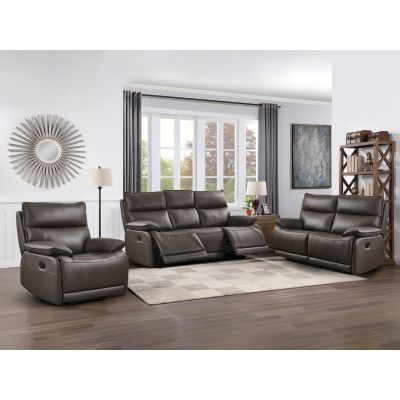 Wellsford Manual Leather Recliner Sofa Set - Brown