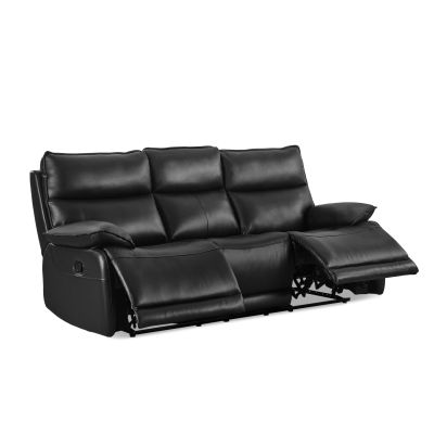 Wellsford Manual Leather Recliner Sofa Set - Black