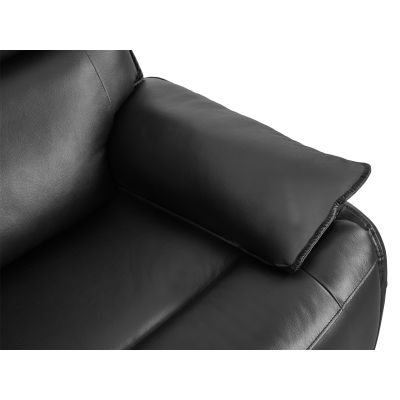 Poroti Manual Full Leather 3 Seater Recliner Sofa - Black