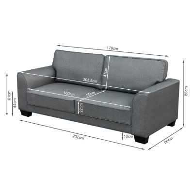 Pasco 3 Seater Sofa - Grey