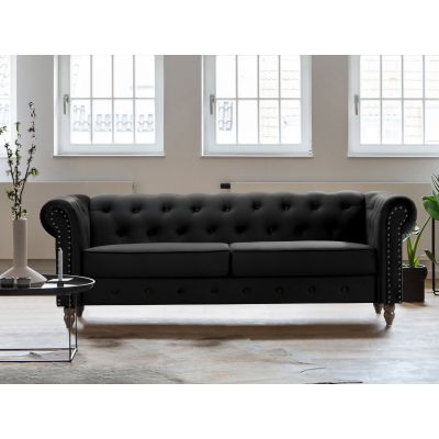 Chesley Velvet 3 Seater Sofa - Black